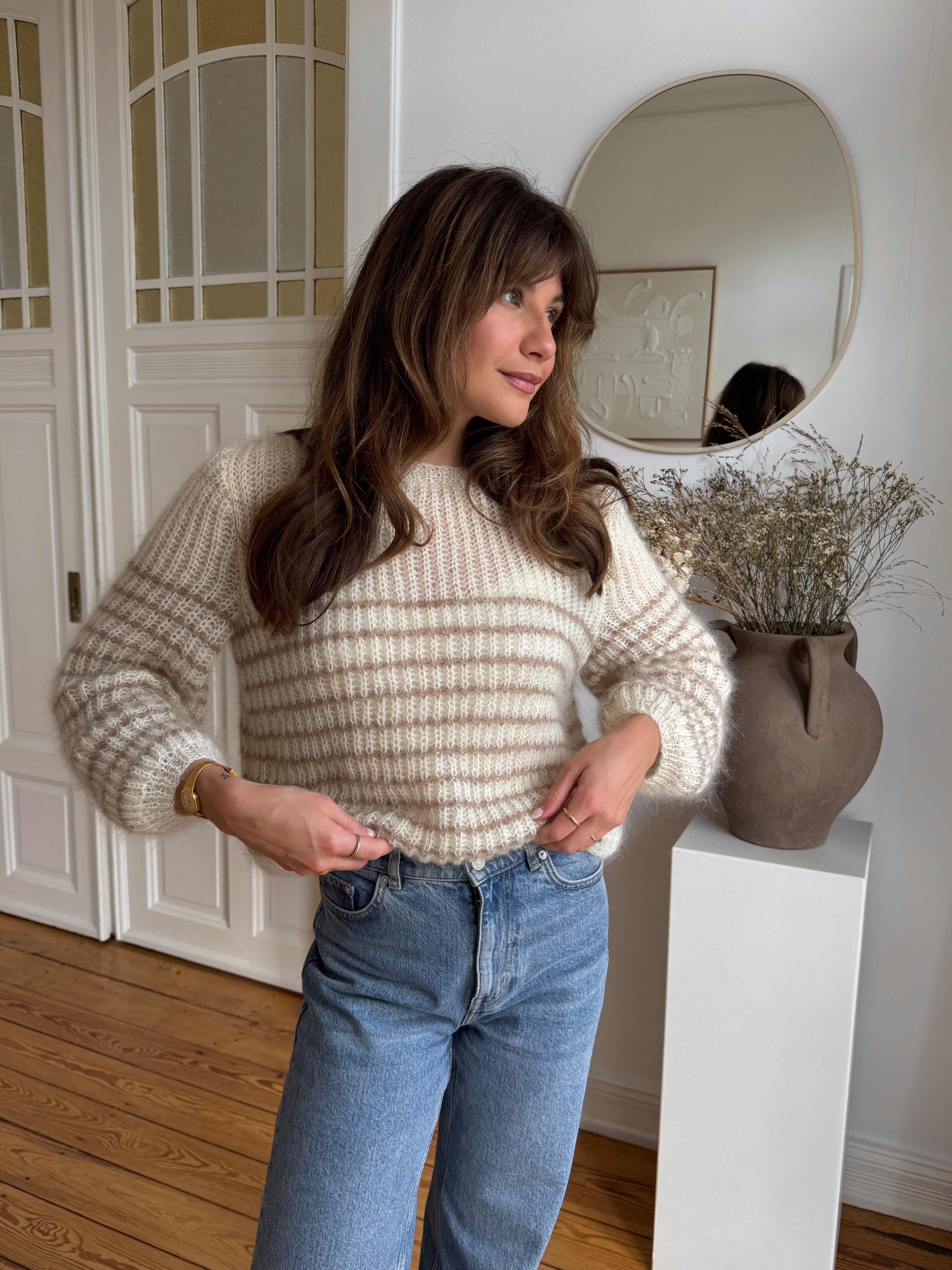 Eleonore Striped Blanc Beige - Vuuna & Laureen *Précommande