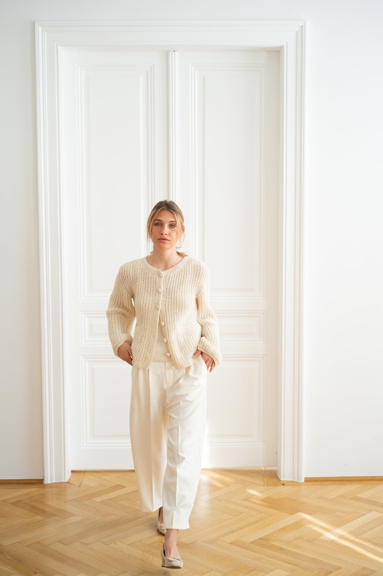 Cardigan en cachemire Mimi blanc cassé