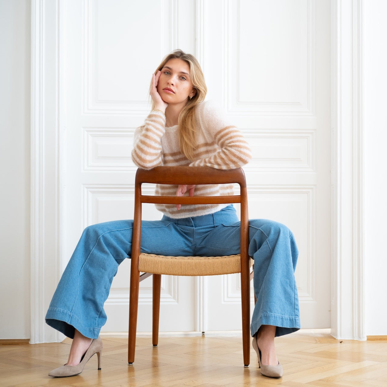 Haut Mily Rayé Blanc Beige