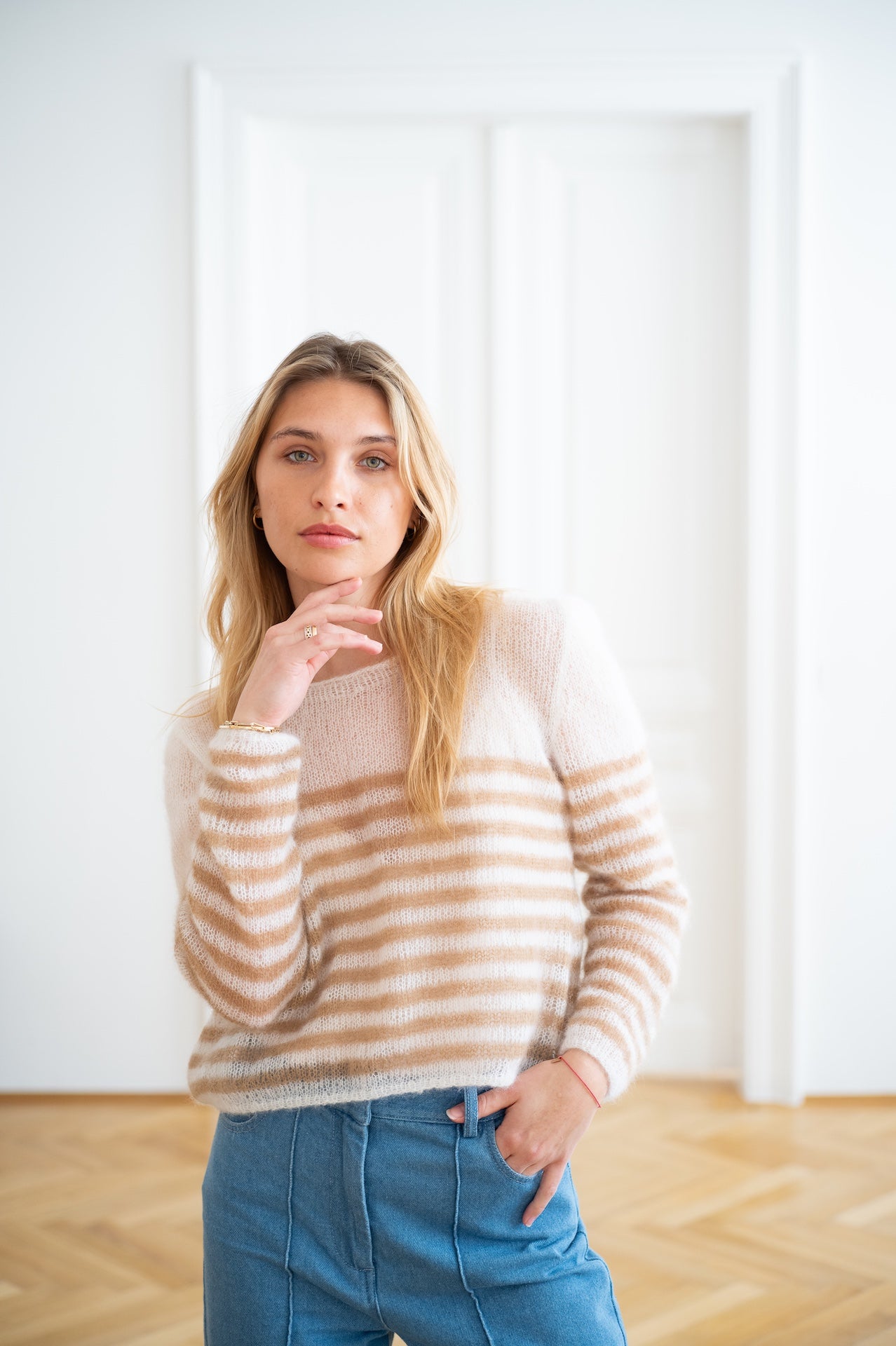 Haut Mily Rayé Blanc Beige