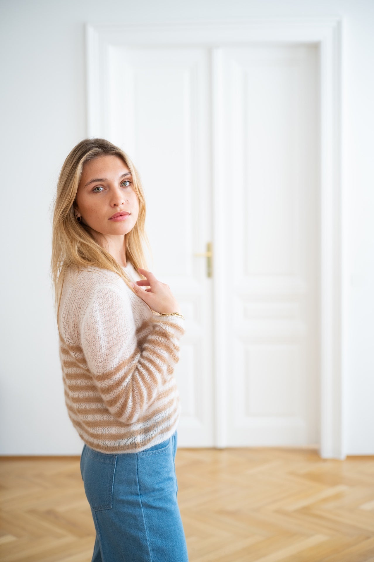 Haut Mily Rayé Blanc Beige