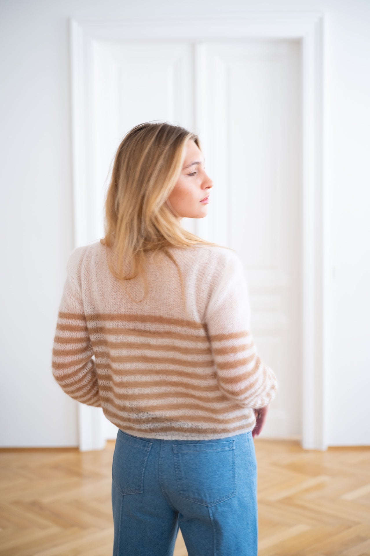 Haut Mily Rayé Blanc Beige