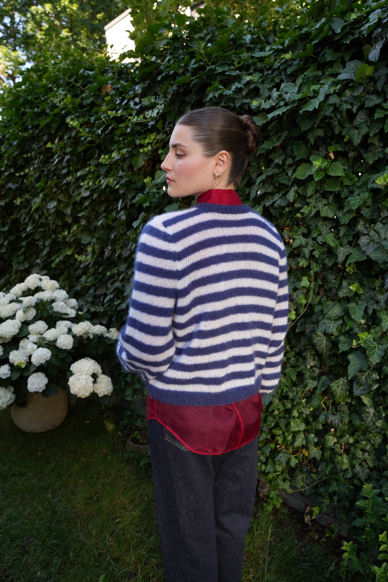 Fly Cardigan Blue-White Striped