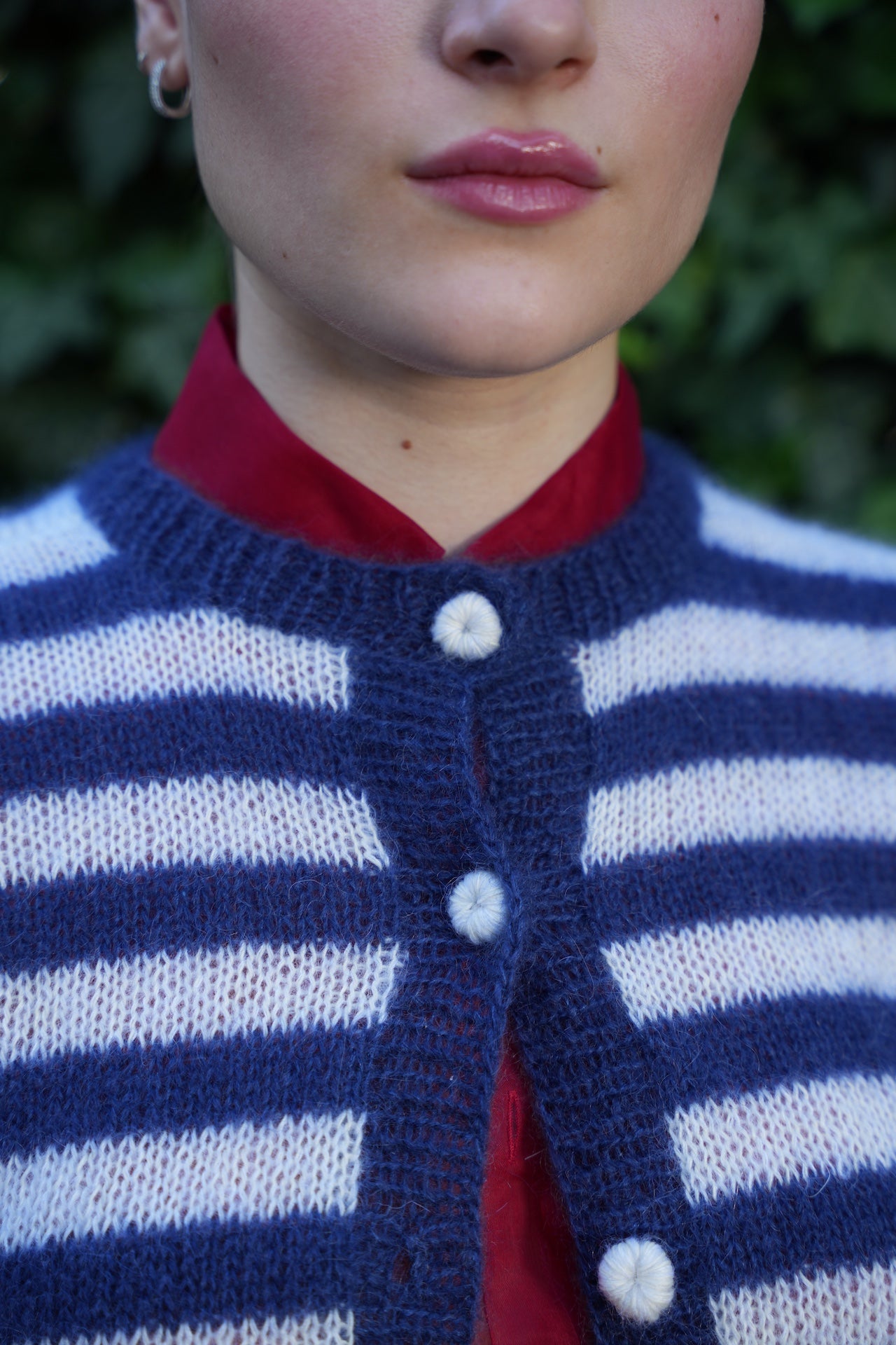 Fly Cardigan Blue-White Striped