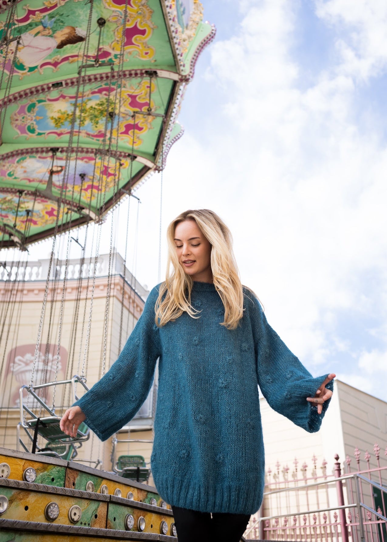 Button Sweater Petrol Blue - VUUNA & VIENNA *Pre-Order