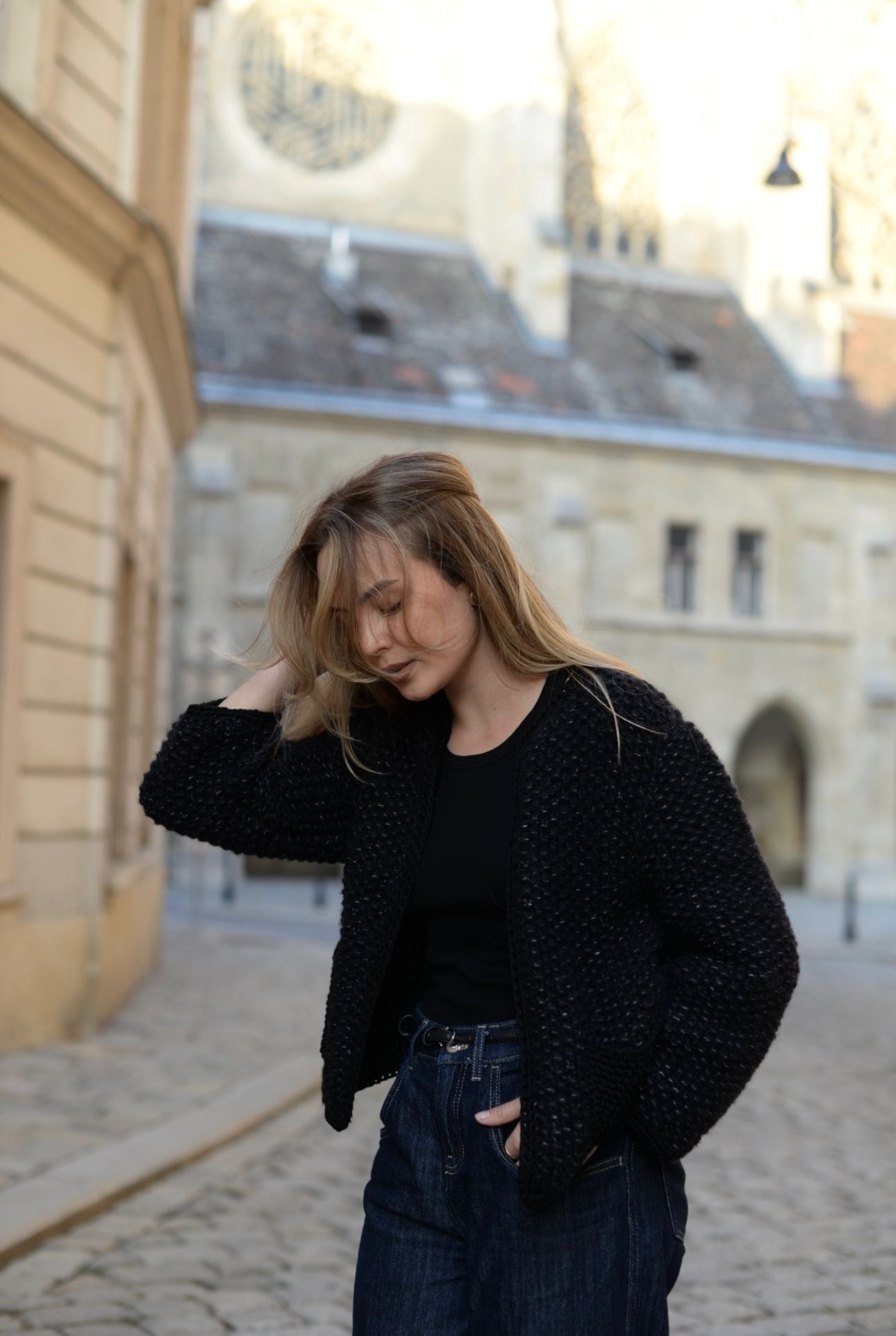 Aria Cardigan Mottled Black - VUUNA SPECIALS